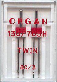 Organ 2x Twin Machineneedle no 80/3, 10 pcs